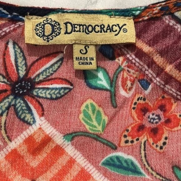 Democracy Womens Boho Floral Patchwork Blouse Top With Tassels V-Neck Multicolor - Picture 3 of 10